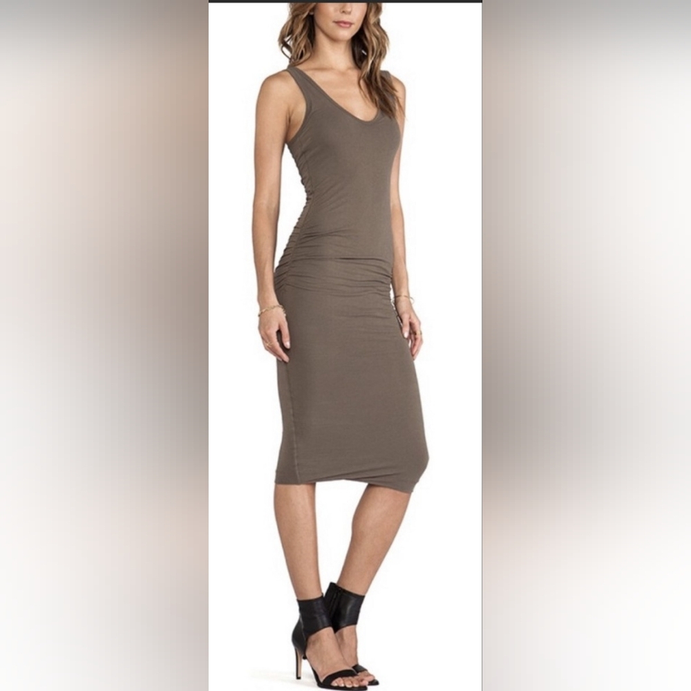 JAMES PERSE Sexy Ruched Grey Midi Dress(SALE)